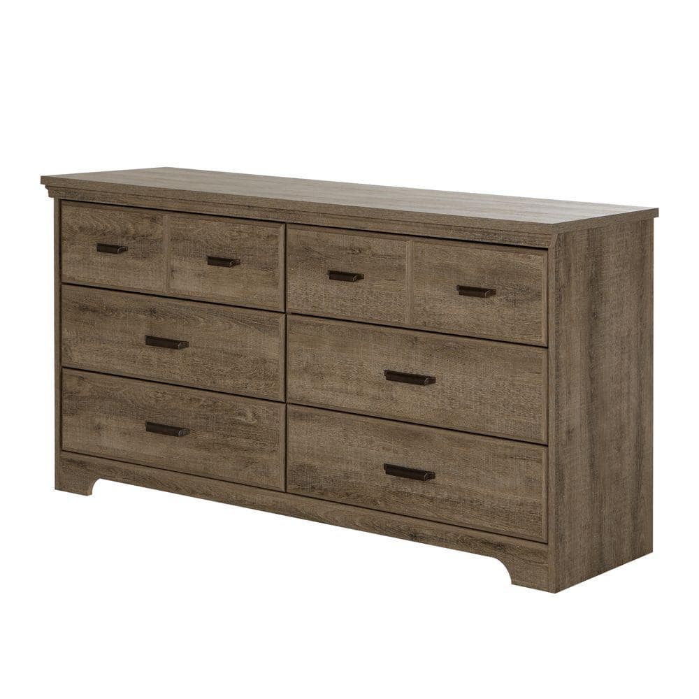 Cottage Charm Weathered Oak Double Dresser with Soft Close Drawers