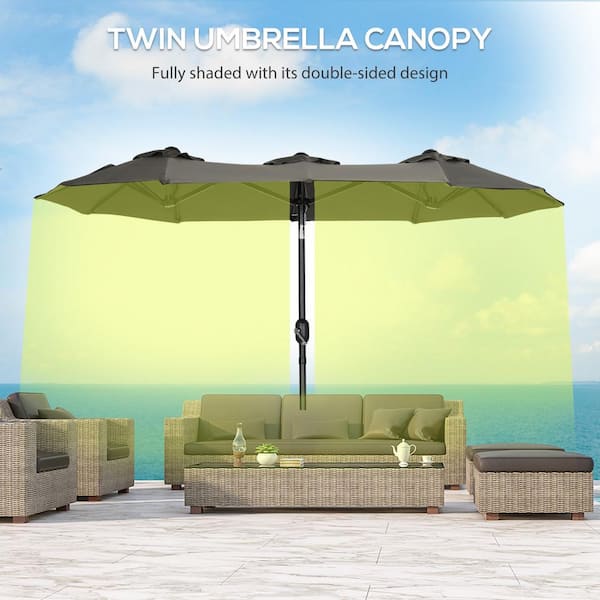 Outsunny 9 ft. Double-Sided Umbrella Large Outdoor Market