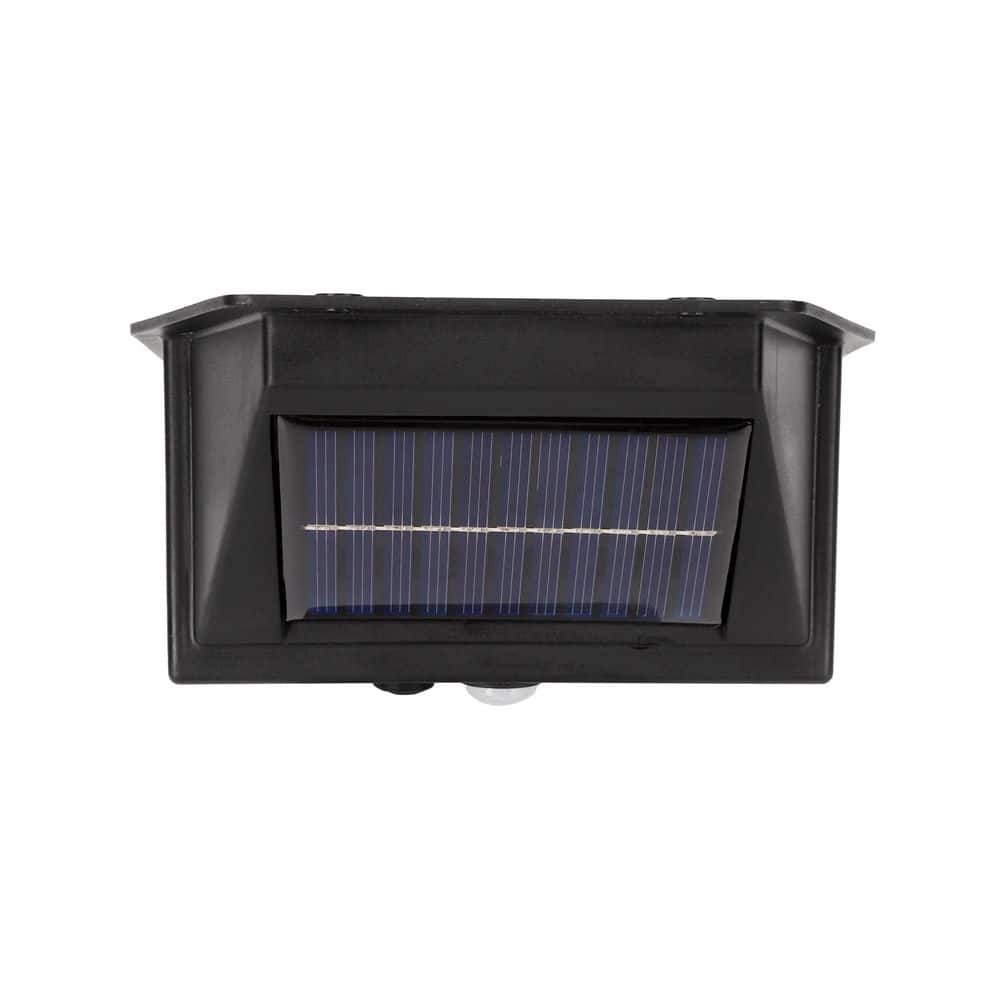 Matte Black Solar LED Outdoor Wall Lantern with Motion Sensor, 4-Pack