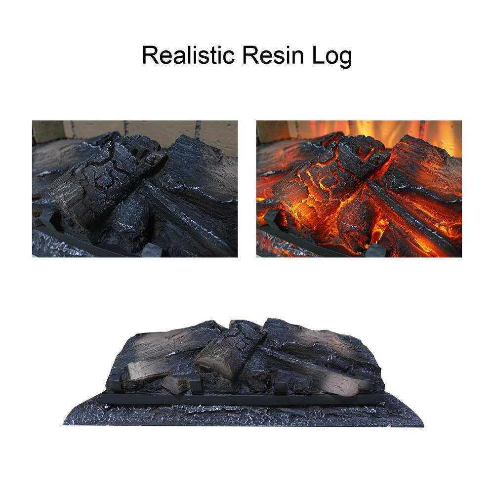 23-Inch Black Electric Fireplace Insert with Realistic Flames