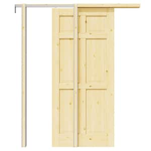 ARK DESIGN 60 in. x 80 in. 6-Paneled Unfinished Pine Wood Pocket ...