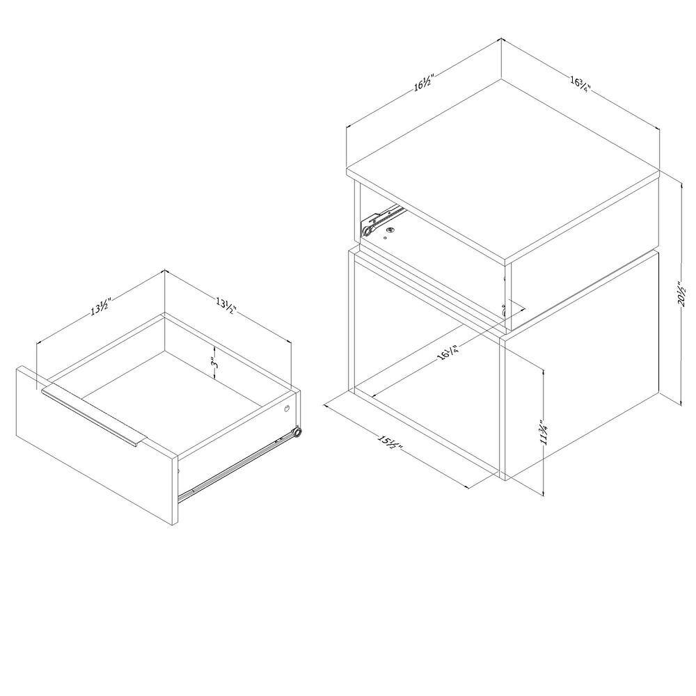 Gray Oak 1-Drawer Minimalist Nightstand