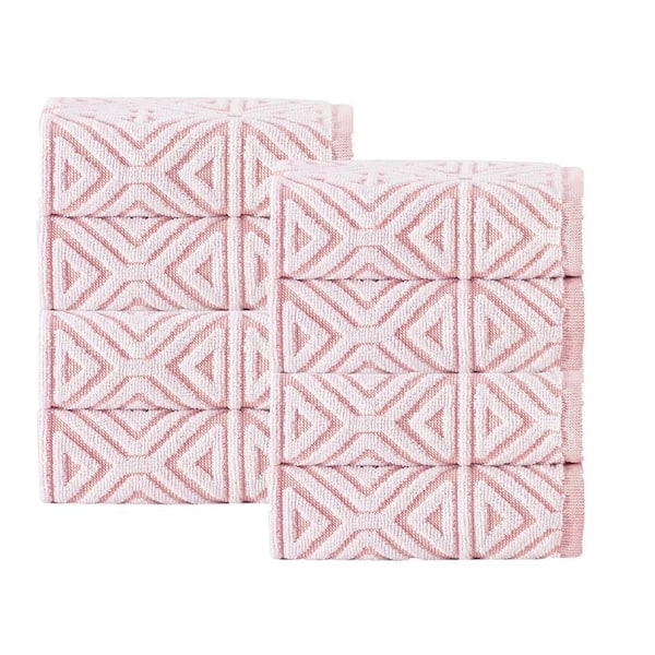 Unbranded Glamour 8 pcs Pink Turkish Cotton Wash Towels