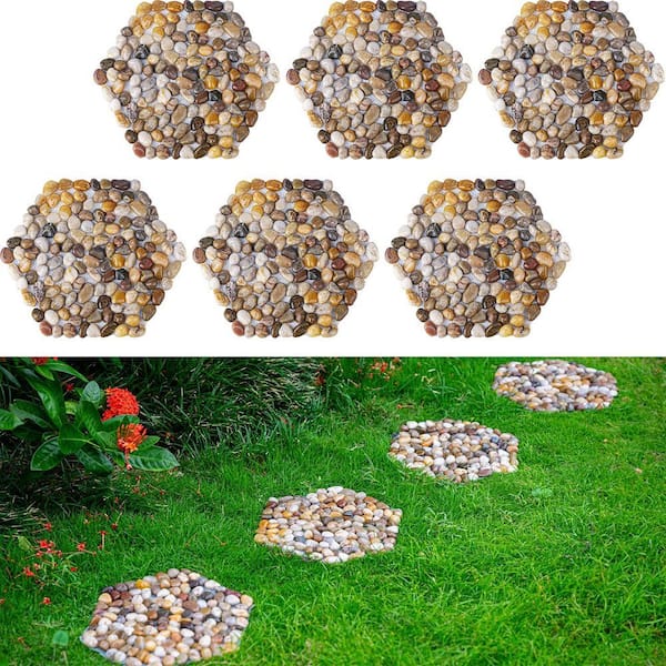 Justincity 9.30 in. x 8.30 in. x 0.50 in. Hexagon Brown Pebble