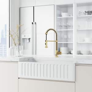 Edison Single Handle Pull-Down Sprayer Kitchen Faucet with Touchless Sensor in Matte Brushed Gold