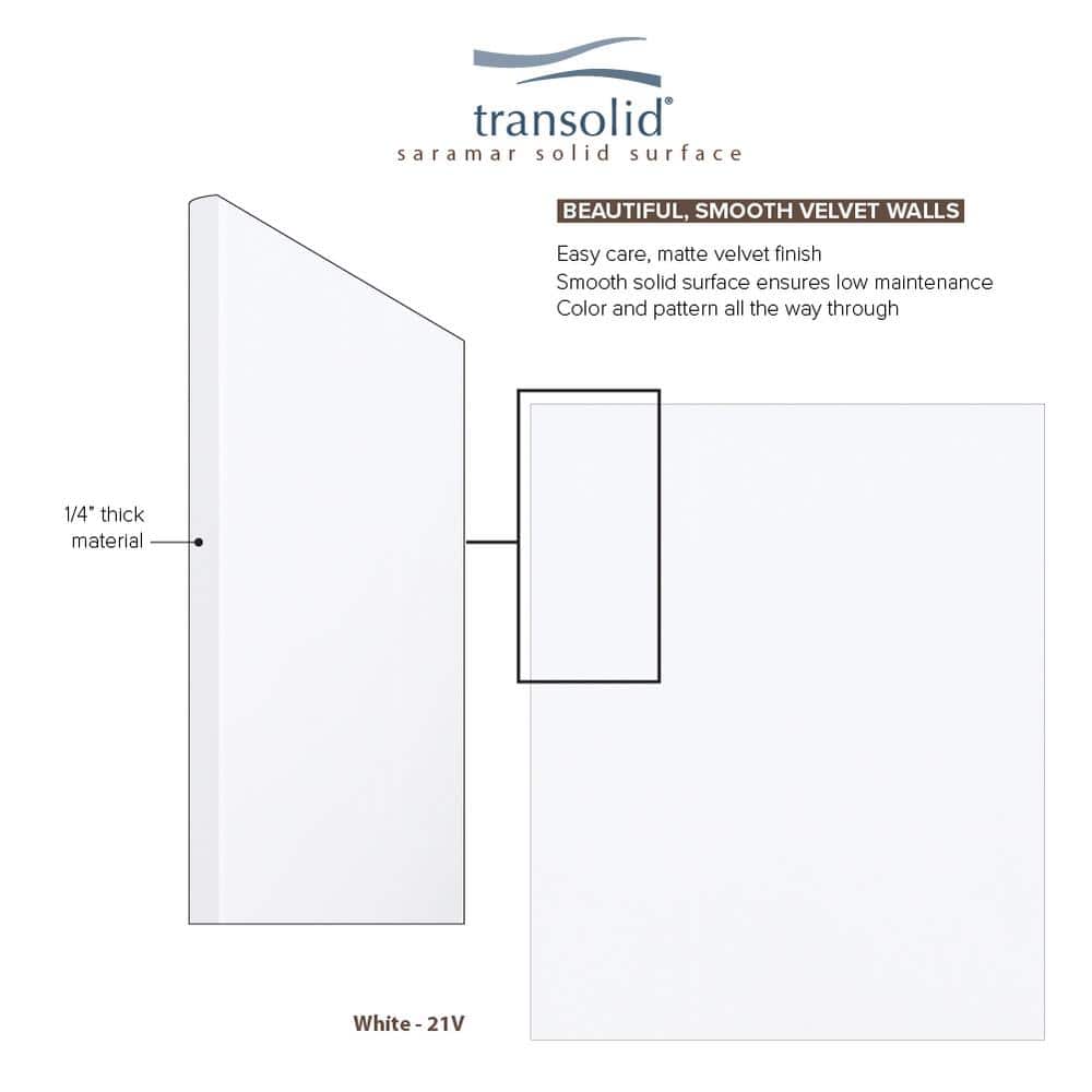White Velvet 96" x 60" Solid Surface Shower Wall Kit