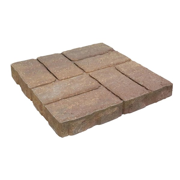 Valestone Hardscapes Weathered Brick 15.75 in. x 15.75 in. x 2 in. Tan/Charcoal Concrete Step Stone