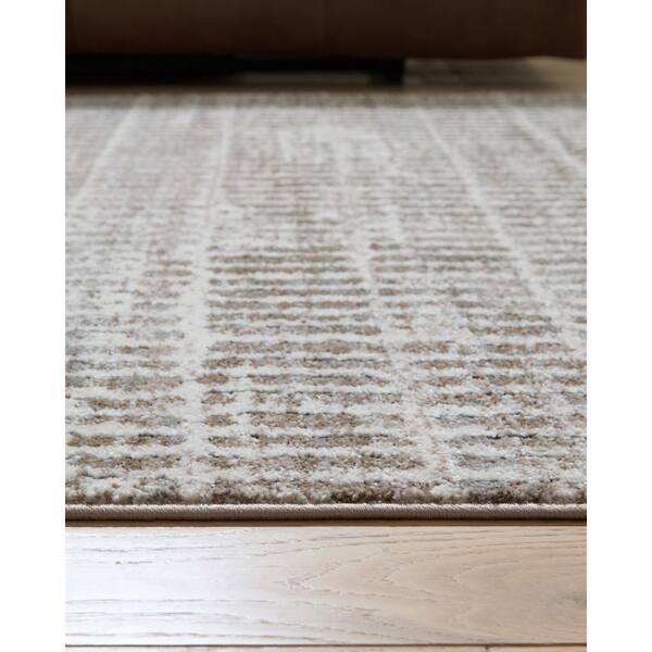 Fuadwick 5 ft. x 7 ft. Gray/White Striped Area Rug