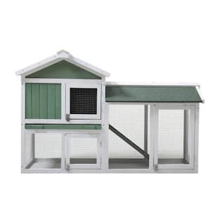 Large Wooden Rabbit Hutch Indoor and Outdoor Bunny Cage with a Removable Tray and a Waterproof Roof