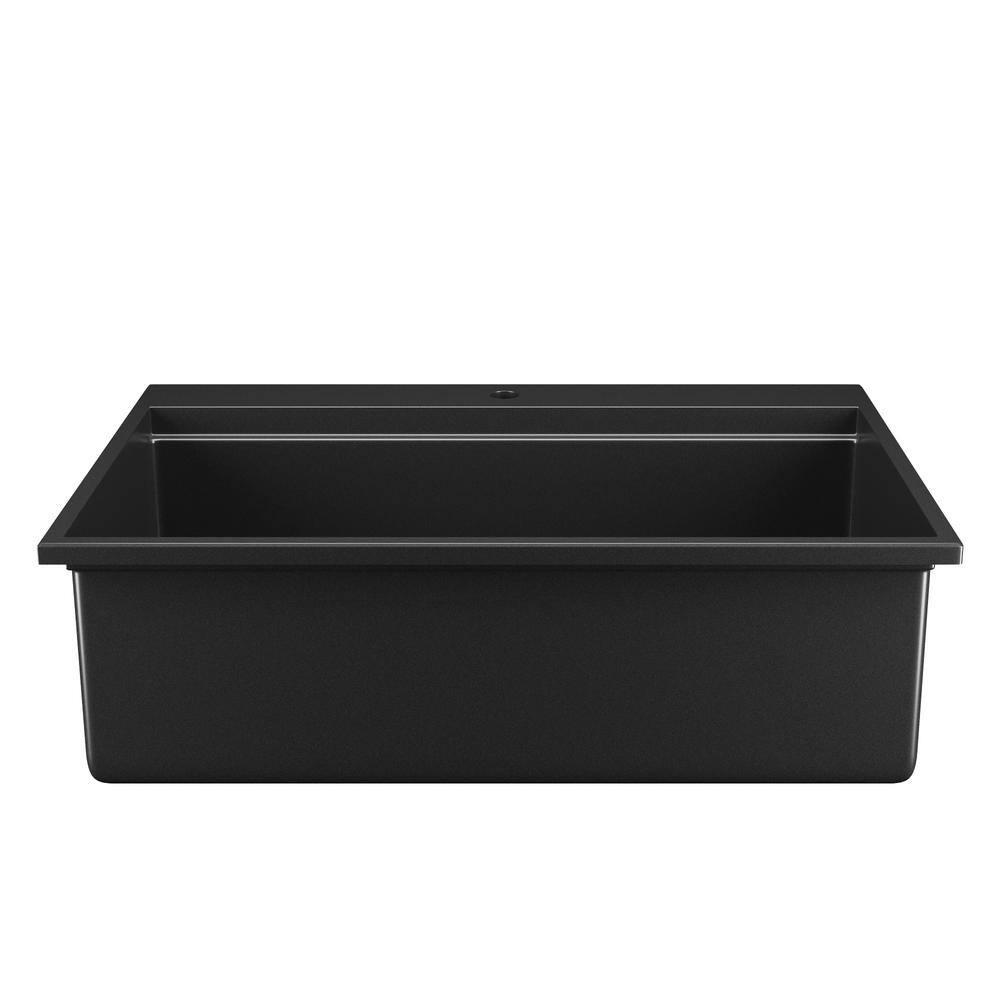 33" Black Granite Composite Drop-In Single Bowl Kitchen Sink