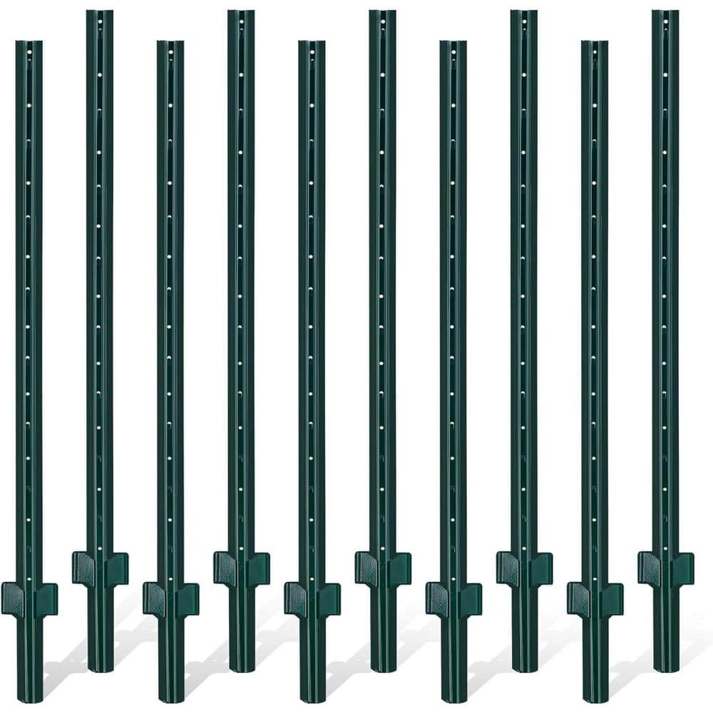 0.12 in. x 1.1 in. x 4.8 ft. Green Metal U Top Sturdy Duty Metal Fence Post