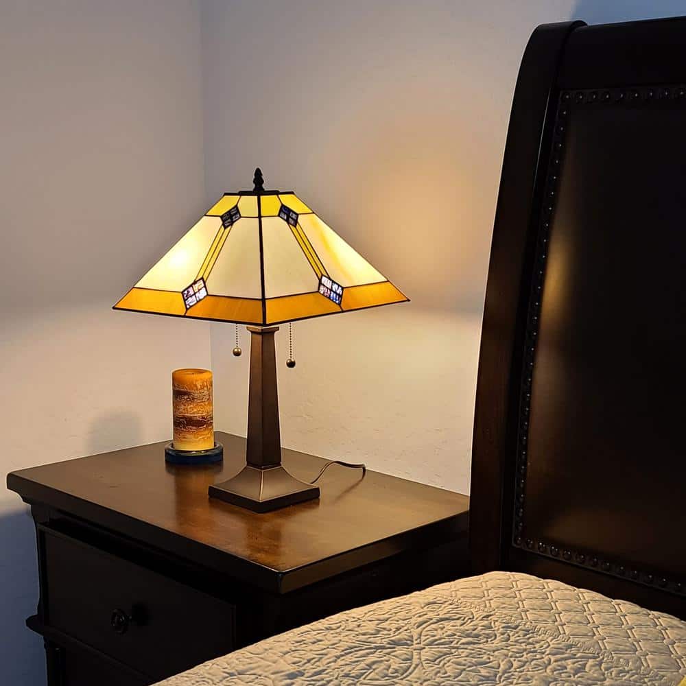 21" Bronze Stained Glass Mission Style Table Lamp