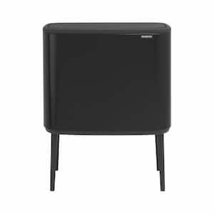 Bo 9 Gallon Dual Compartment Matte Black Steel Rectangular Recycling Touch Top Trash Can