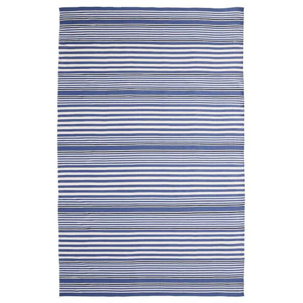 Rugby Stripe Handwoven Denim 8 ft. x 10 ft. Outdoor Area Rug