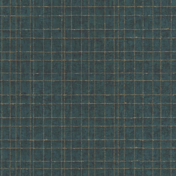Walls Republic WeatheRed Grid Wallpaper Royal Green Paper Strippable Roll (Covers 57 sq. ft.)