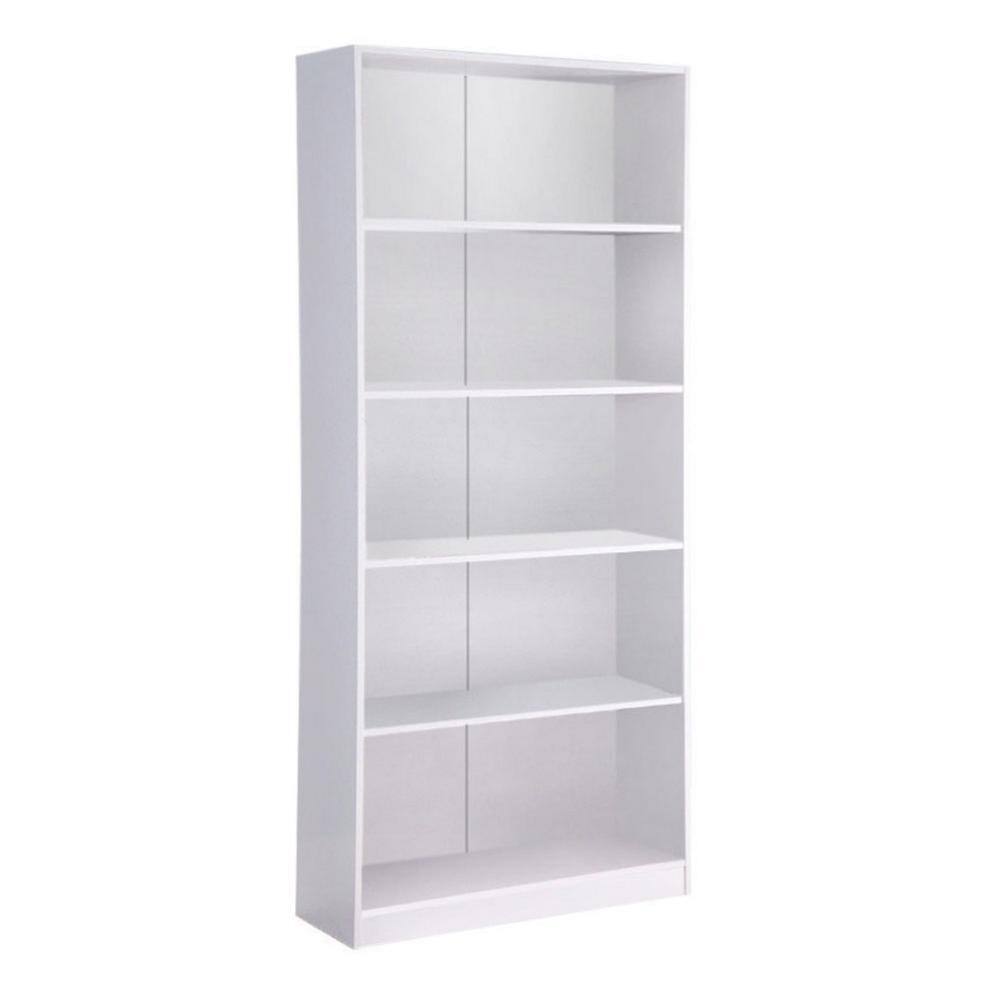Benjara 70.75 in. White Wood 5shelf Standard Bookcase with Storage