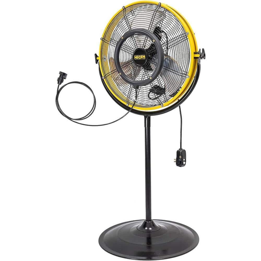 20 in. Outdoor Misting Pedestal Fan in Yellow with 3 Speeds, 1/6 HP Powerfu