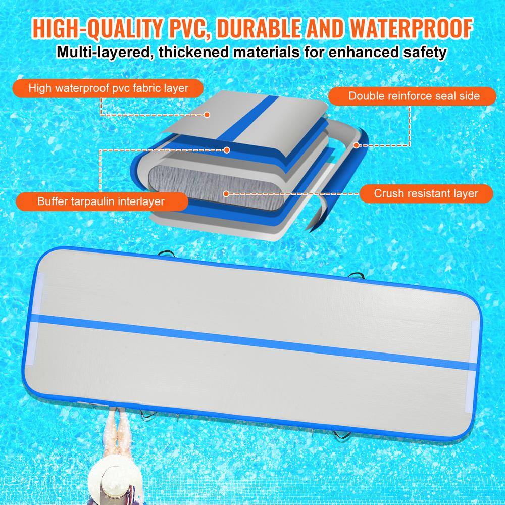 Blue PVC Inflatable Gymnastics Tumbling Mat, 118"