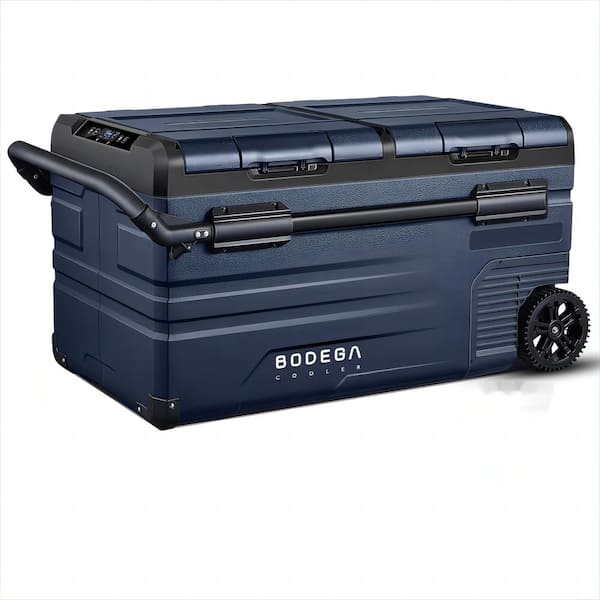 BODEGA 3.2 cu. ft. 82 Qt. Frost Free Car Refrigerator Portable 12/24-Volt DC and 110-240-Volt AC Dual Zone Car Freezer in Blue