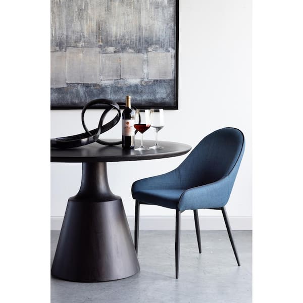 Sutton Blue Dining Chair, Modern Polyester Upholstery with Metal Legs - (Set of 2)