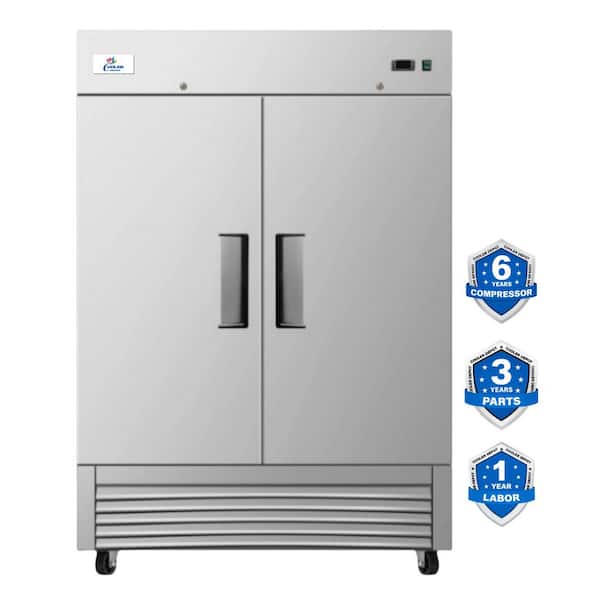 54 in. W 47 cu. ft. NSF Auto Defrost 2-Door Commercial Reach In Upright Freezer in Stainless Steel