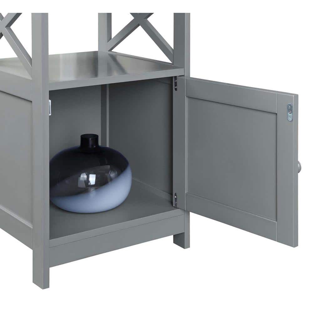 Contemporary Gray Square End Table with Storage Shelf