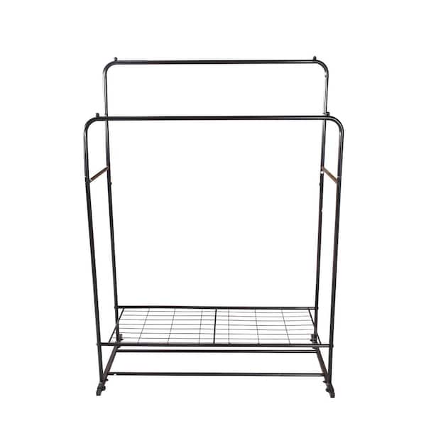 Ahokua Black Clothing Rack with Metal Double Bar Clothes Rack BF-718C ...