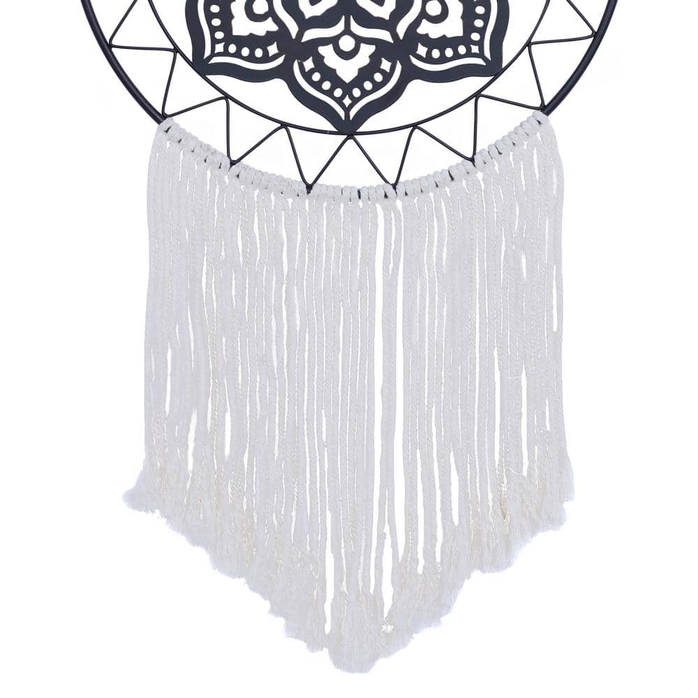 Oversized Black Metal and Canvas Abstract Wall Hanging