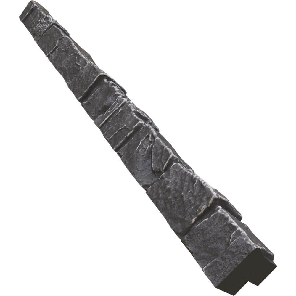 Slate Gray Faux Stone Siding Corner Panel, 3" x 48"
