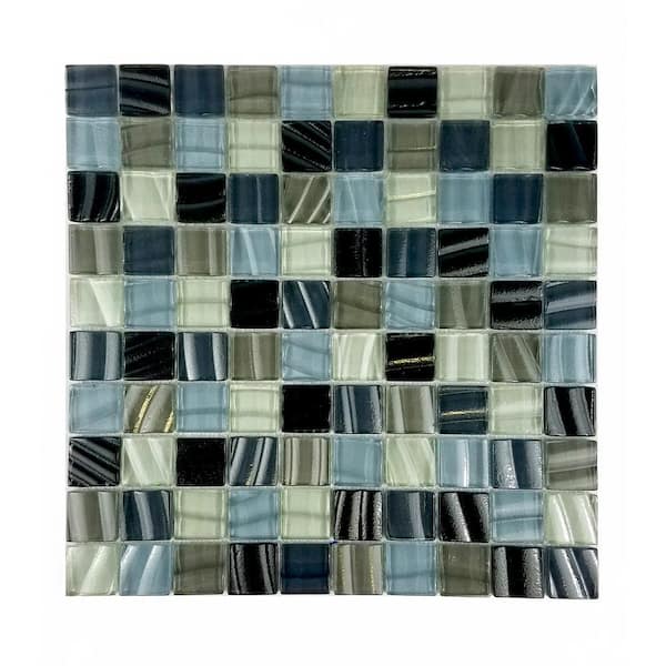 New Era Beach Sand Blue Mosaic 1 in. x 1 in. Glossy Glass Mesh Mounted WallBacksplash Pool Tile (1.09 Sq. ft./Sheet)