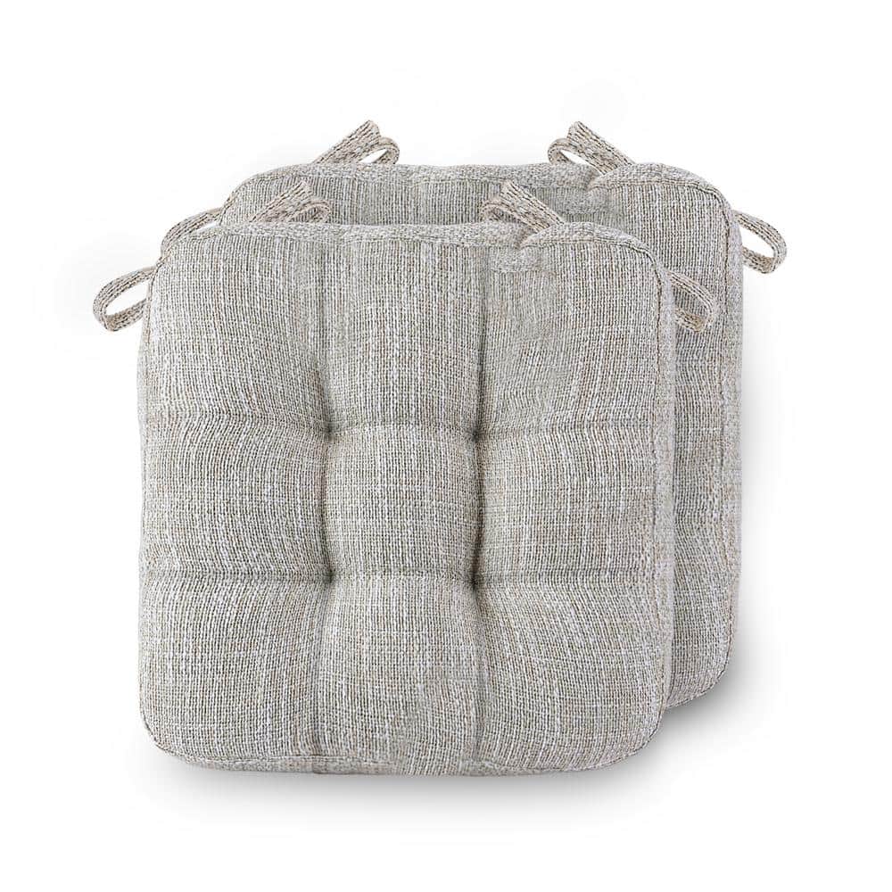 Beige 16.5 x 16.5 Outdoor Dining Chair Cushions Replacement Fade Resistant 