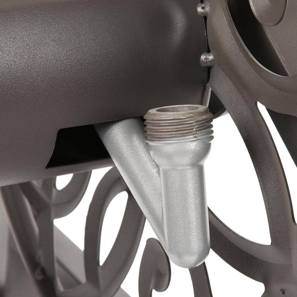 Gray Decorative Metal 2-Wheel Hose Reel Cart with Manual Crank
