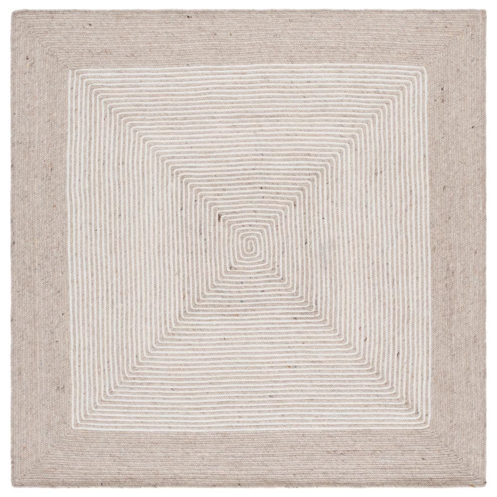 Braided 10 ft. x 10 ft. Beige/Ivory Striped Square Area Rug price history on PriceWatchPro