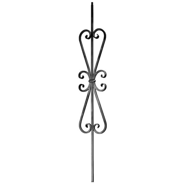 arteferro 44 in. x 1/2 in. Scroll 7 in. x 24 in. Shadow Grey Powder Coated Wrought Iron Metal Stair Baluster
