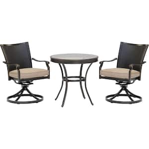 Traditions 3-Piece Wicker Outdoor Dining Set with Tan Cushions