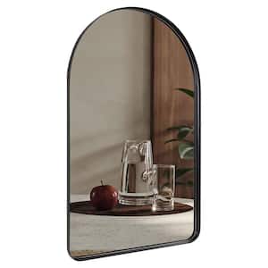 30 in. W x 1 in. H Arched Wall Mounted Black Vanity Mirror with Steel Frame
