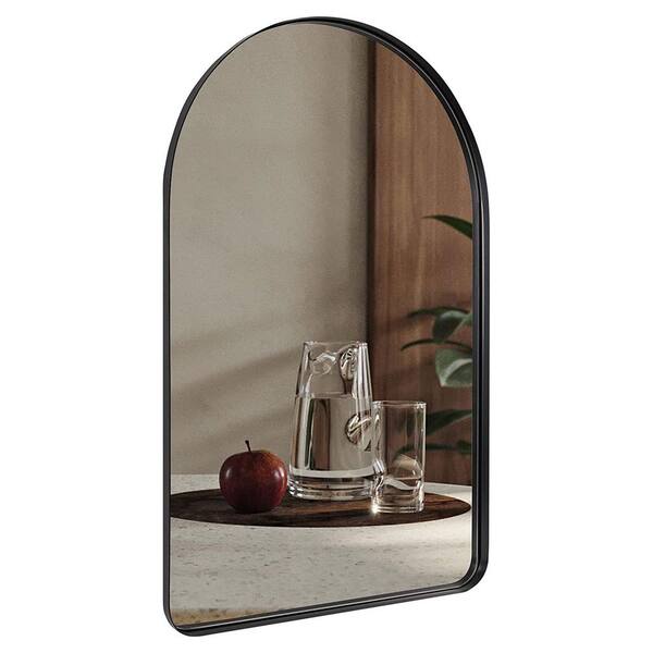 ANDY STAR 30 in. W x 1 in. H Arched Wall Mounted Black Vanity Mirror