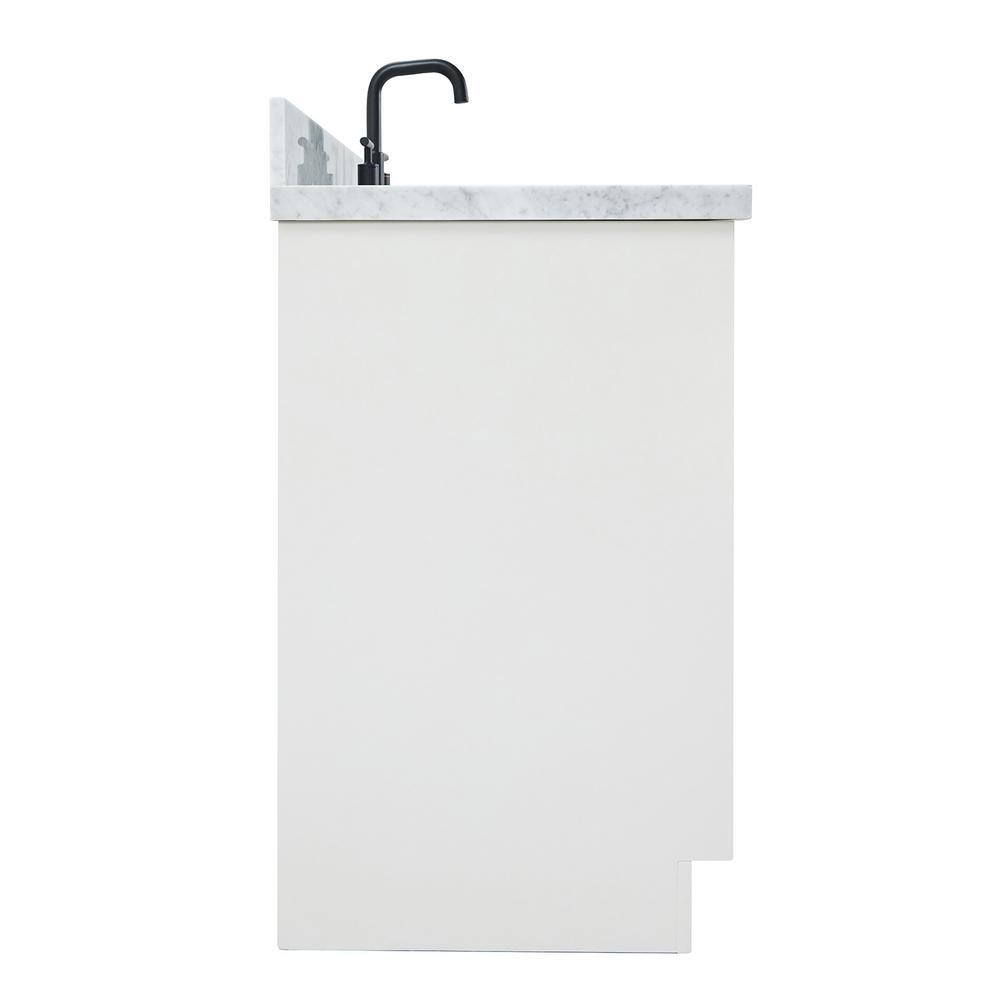 White Marble Top Single Sink Bathroom Vanity with Solid Wood Base