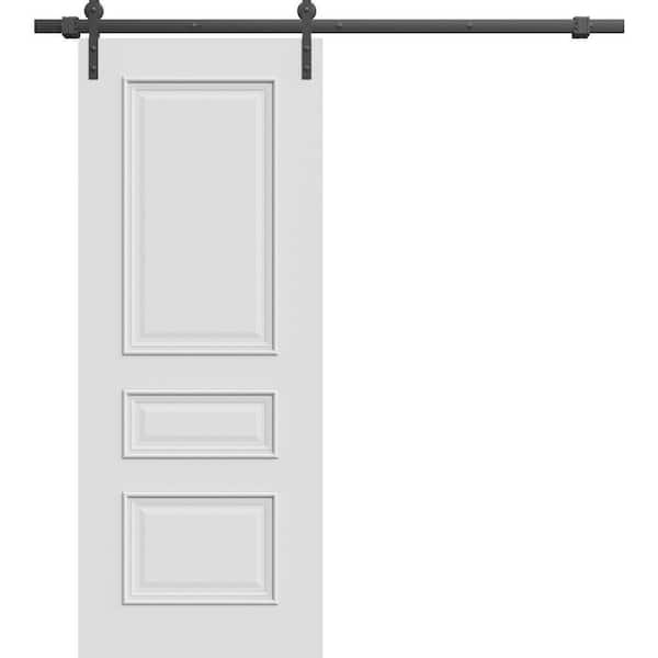 7833 18 in. x 84 in. Sold Core White Enamel Color Wood Sliding Barn Door with Hardware Kit
