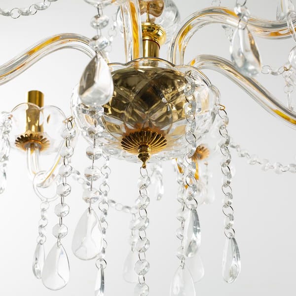 Emeritpro 6-Light Gold Chandelier with Crystal Shade, E12 Base for