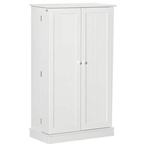 White Farmhouse Kitchen Pantry, Freestanding 2 Door Storage Cabinet with Adjustable Shelves
