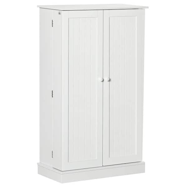 Farmhouse Kitchen Pantry Cabinet with 2 Doors and Adjustable Shelves for  Dinning Room - White