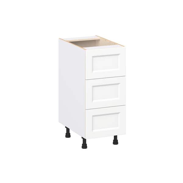 J COLLECTION Laramie 15 in. W x 24 in. D x 34.5 in. H Assembled Drawer Base Kitchen Cabinet in Painted Bright White with 3 Drawers