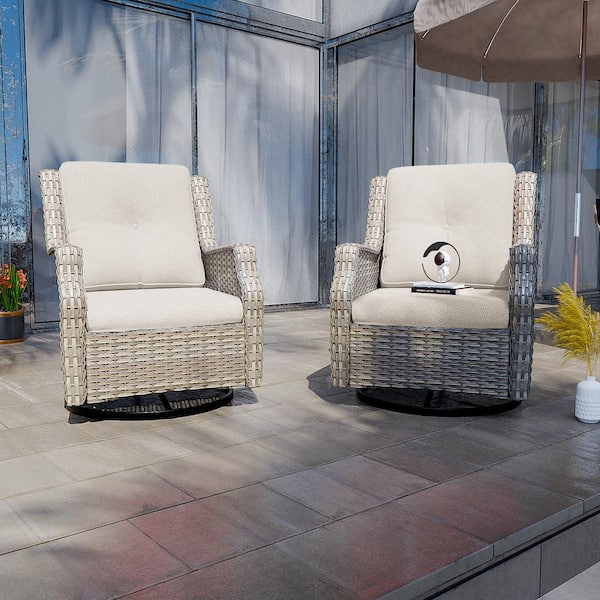 INMITOM Outdoor Patio Wicker Swivel Rocking Lounge Chair INMITOM Outdoor Patio Wicker Swivel Rocking Lounge Chair