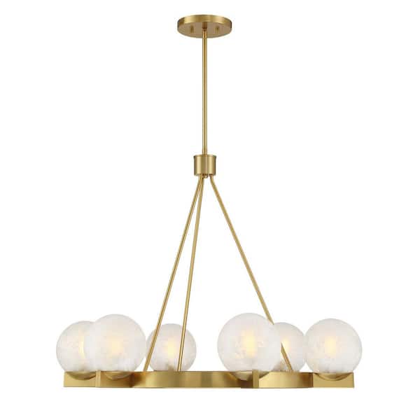 Darien 6-Light Warm Brass Contemporary Chandelier with Orb Ice Glass Shades