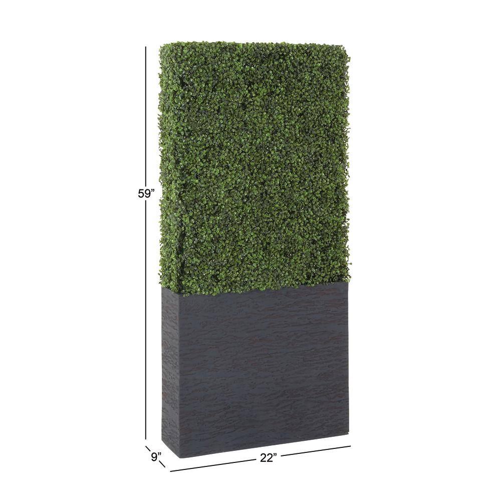 Green Plastic Boxwood Hedge Topiary with Black Planter Box
