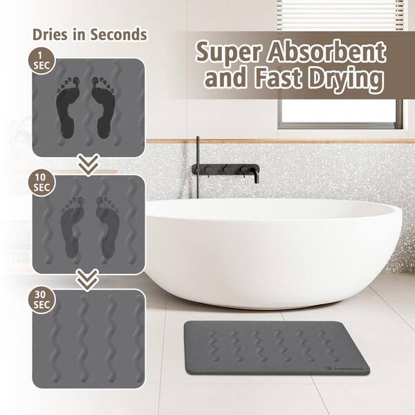 ilemong 15.35 in. x 23.62 in. Stone Bath Mat Diatomaceous Earth