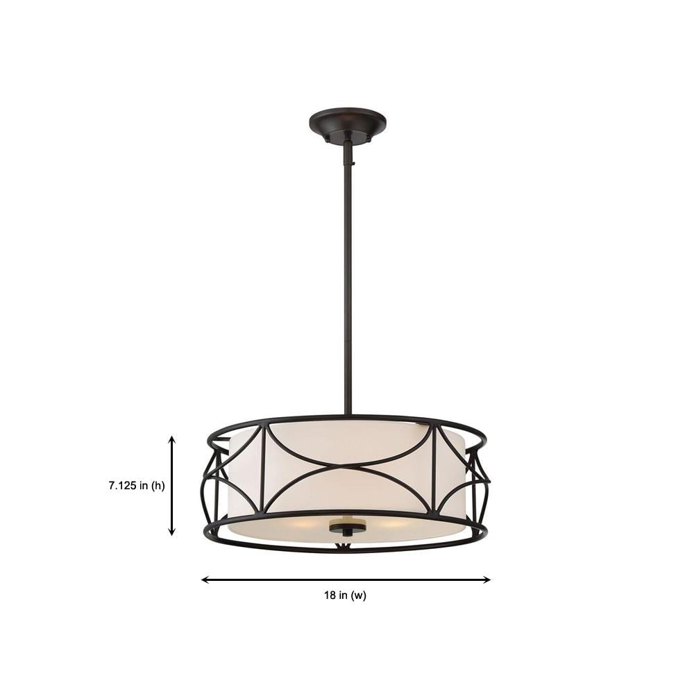 Avara 18'' Oil Rubbed Bronze Drum Pendant with Frosted Diffuser