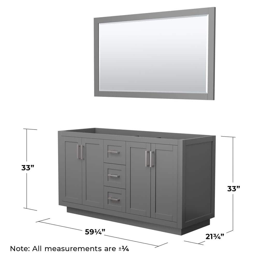 Miranda 60" Dark Gray Double Freestanding Bathroom Vanity