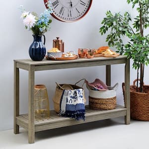 Braga Weathered Gray Wood Outdoor Side Table